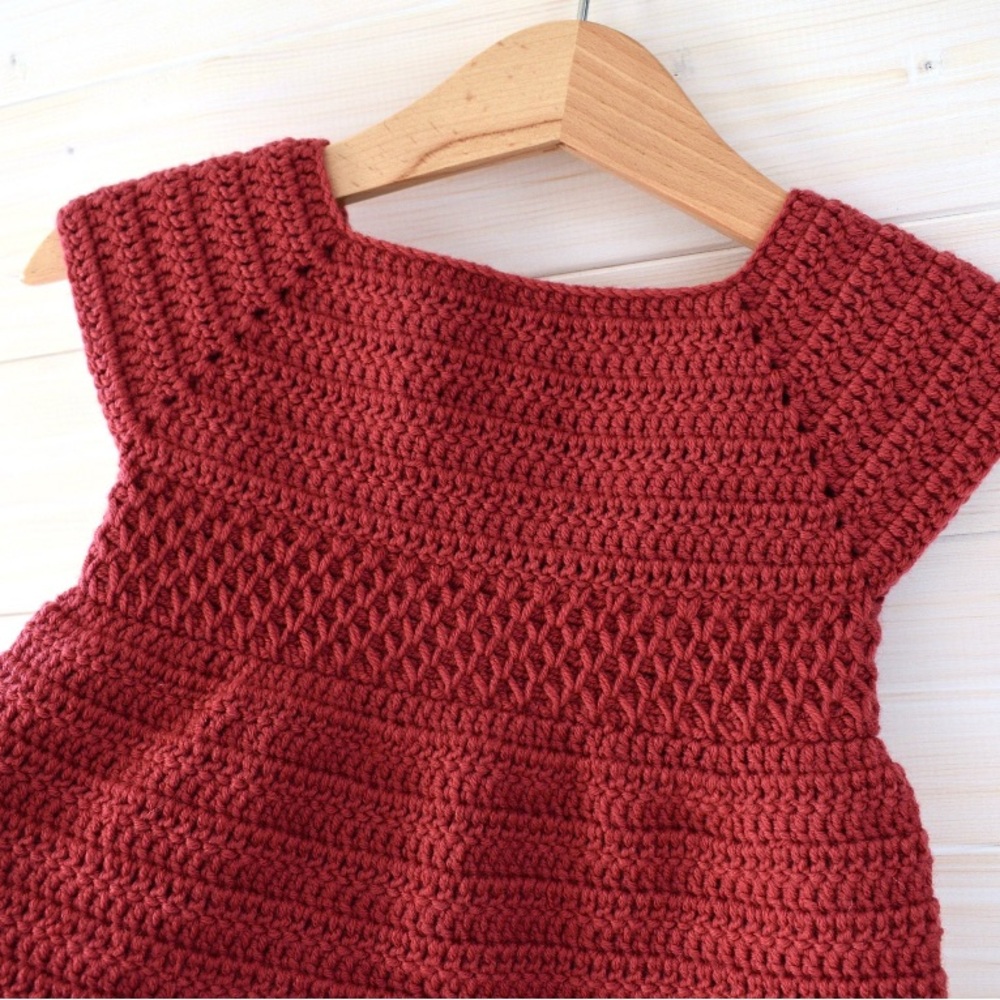 Handmade Crochet Dress in Deep Red